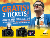 Twee gratis tickets "Groots met een zachte G" bij aanschaf van een Nikon D5200 of een Nikon D5300.